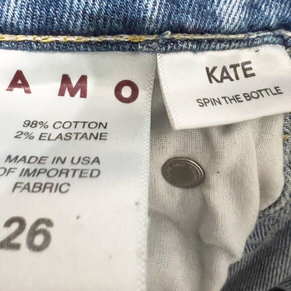 Amo Jeans 26 Kate Spin the Bottle Straight Crop Denim Distressed Bleach Mid - Picture 7 of 8
